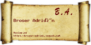 Broser Adrián névjegykártya